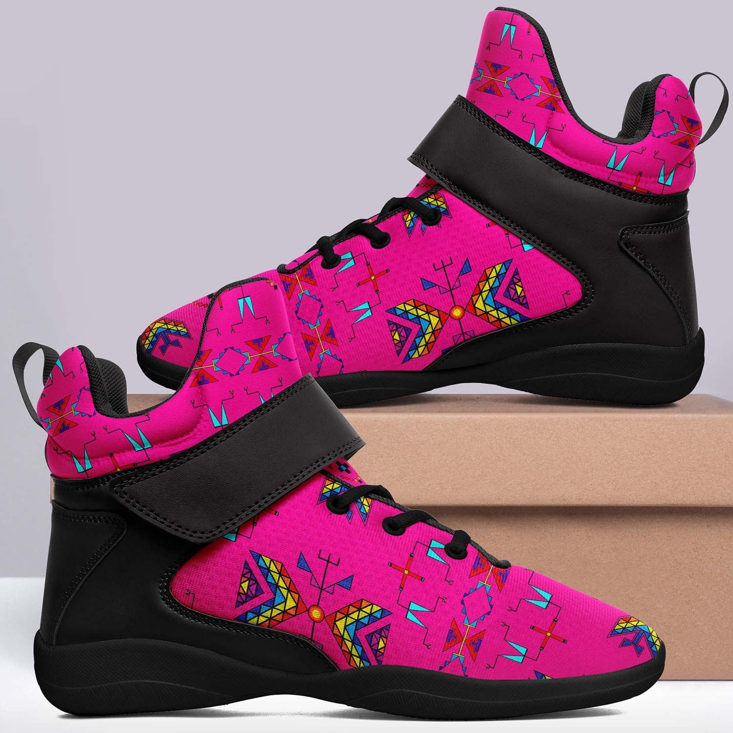 Rainy Chief Rainbow Hot Pink Ipottaa Basketball / Sport High Top Shoes - Black Sole