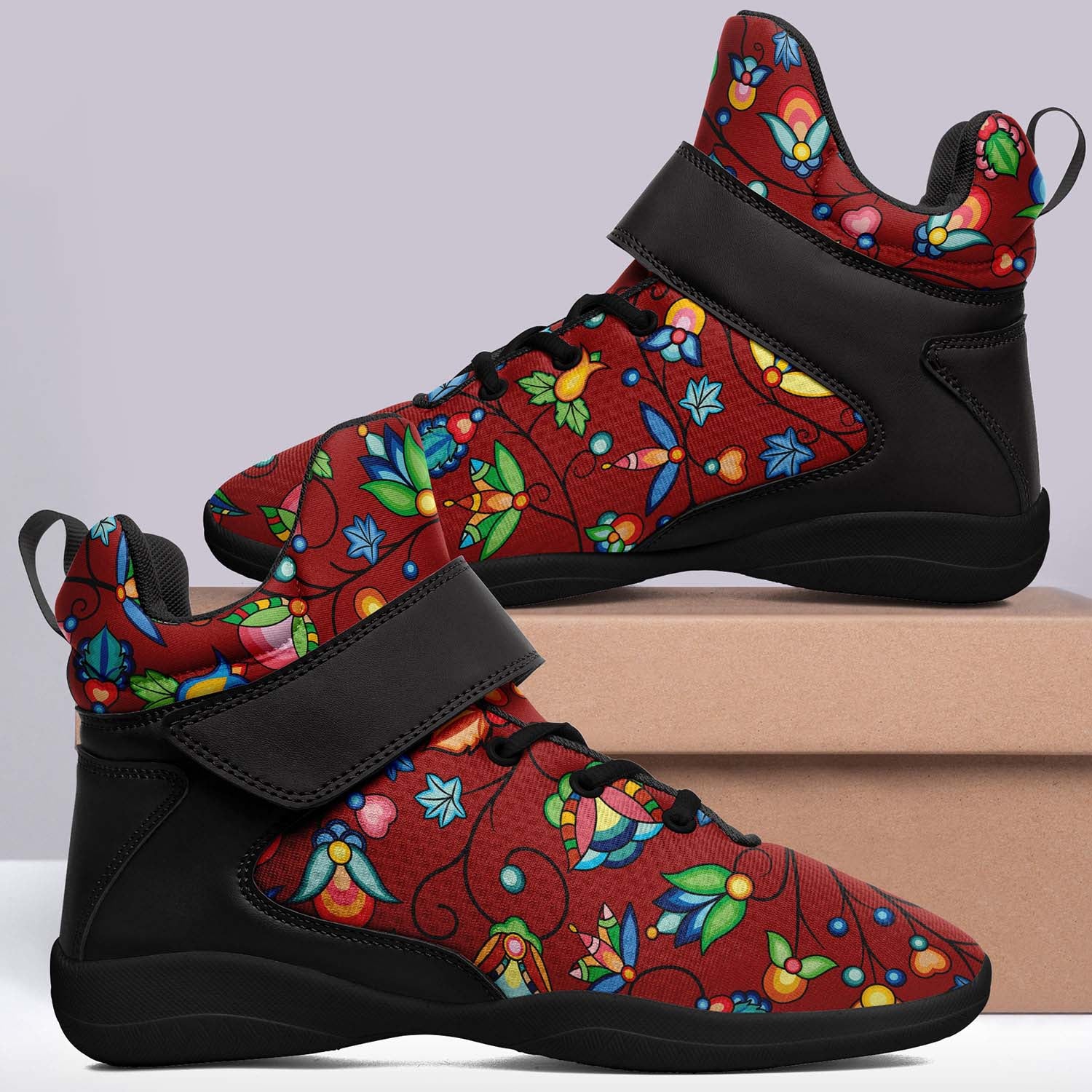 Prairie Plains Spirit Red Ipottaa Basketball / Sport High Top Shoes - Black Sole