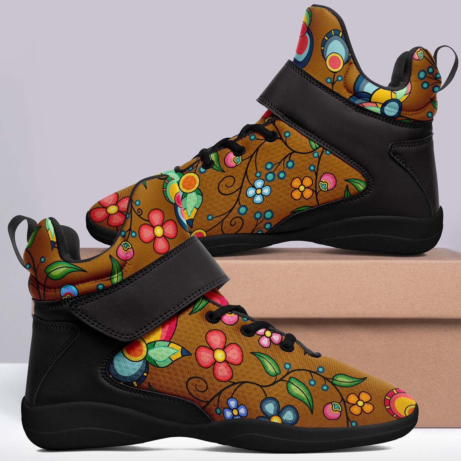 Floral Bounty Fall Leaves Ipottaa Basketball / Sport High Top Shoes - Black Sole