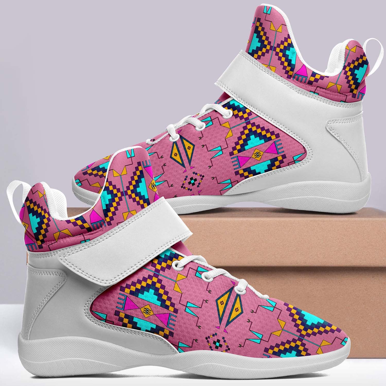 Rite of Passage Pink Ipottaa Basketball / Sport High Top Shoes - White Sole