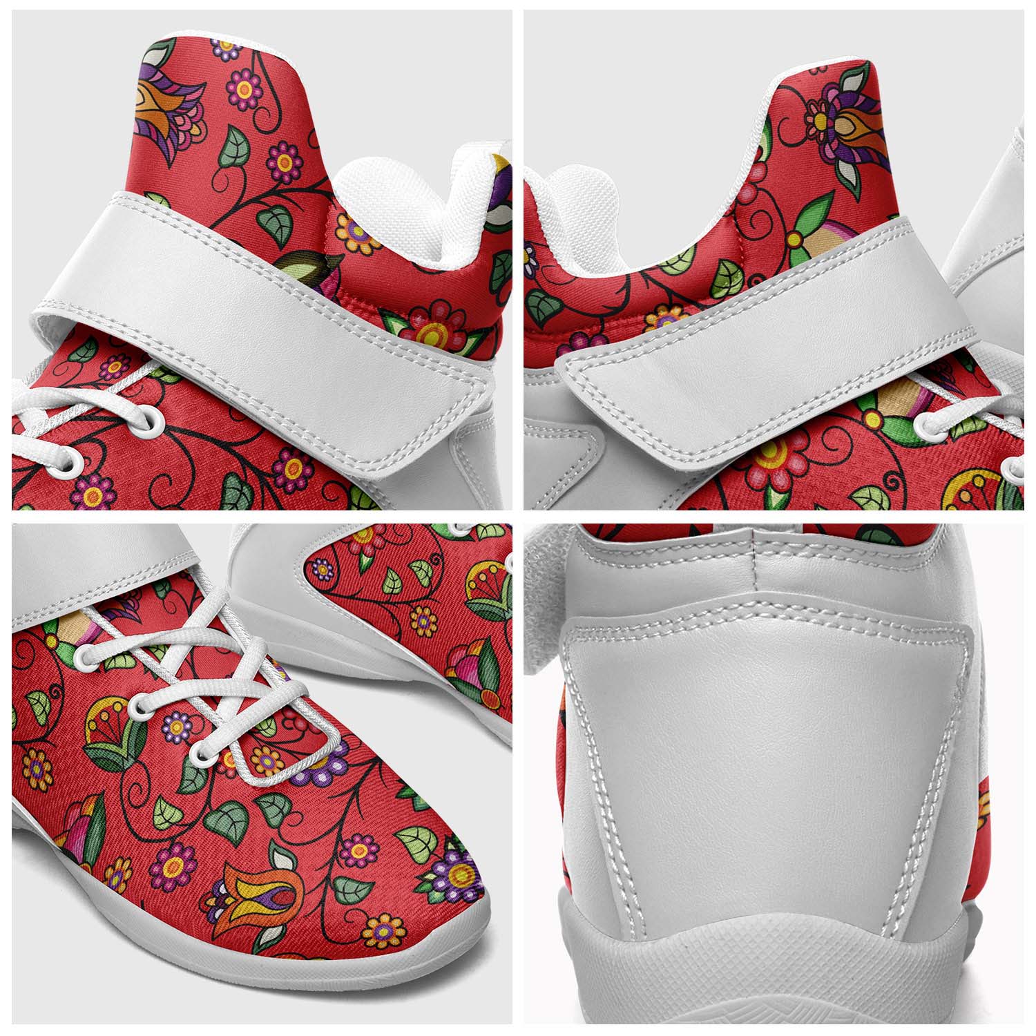 Heartbeat Petals Red Ipottaa Basketball / Sport High Top Shoes - White Sole