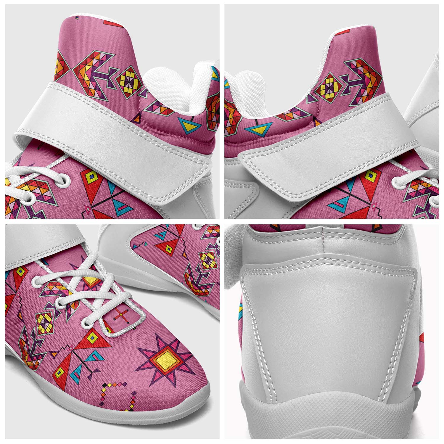 Scattered Generations Pink Ipottaa Basketball / Sport High Top Shoes - White Sole