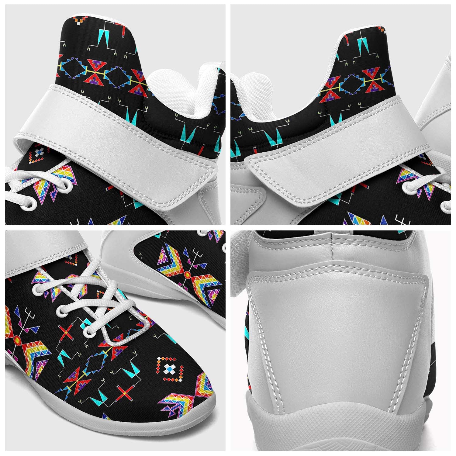 Rainy Chief Rainbow Black Ipottaa Basketball / Sport High Top Shoes - White Sole