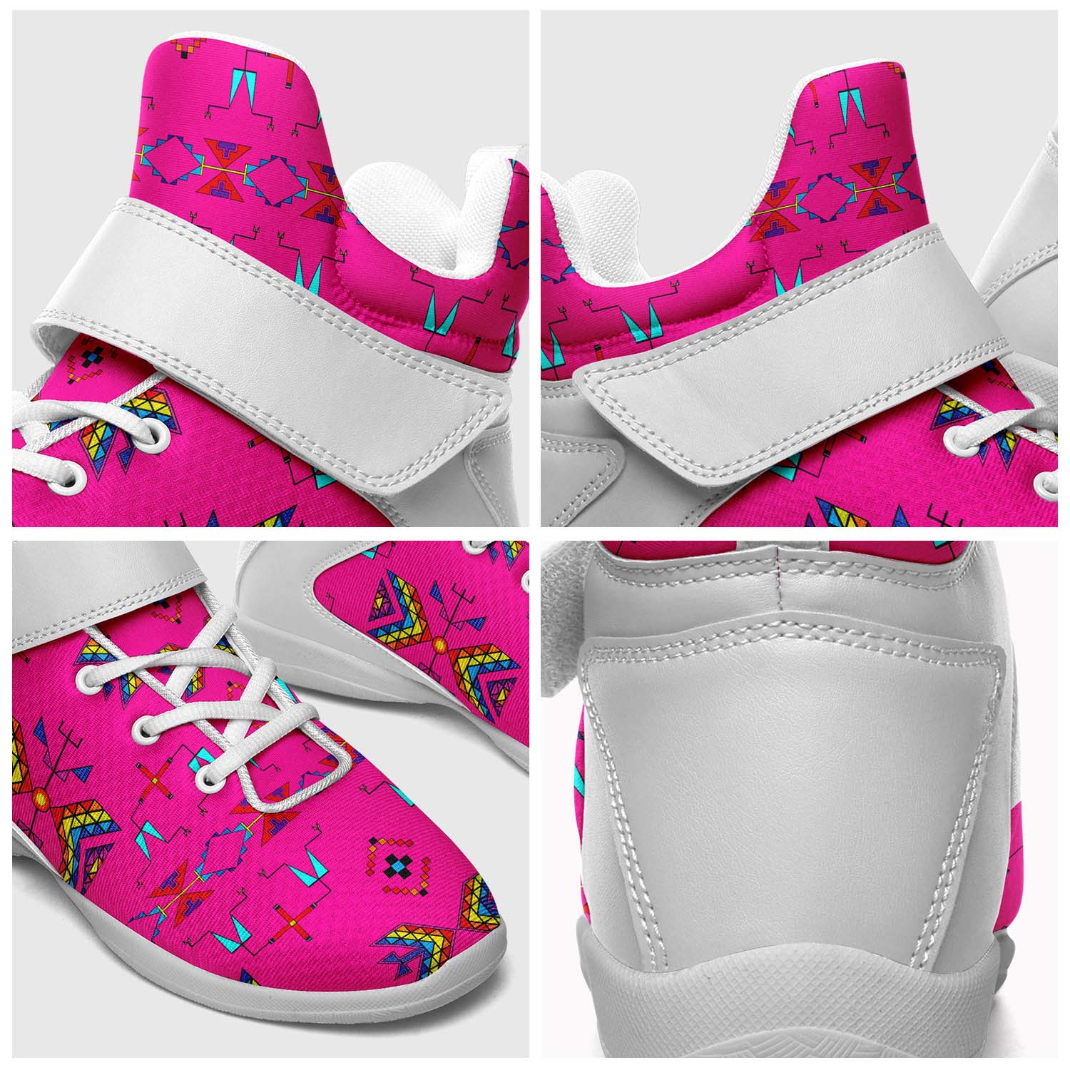 Rainy Chief Rainbow Hot Pink Ipottaa Basketball / Sport High Top Shoes - White Sole