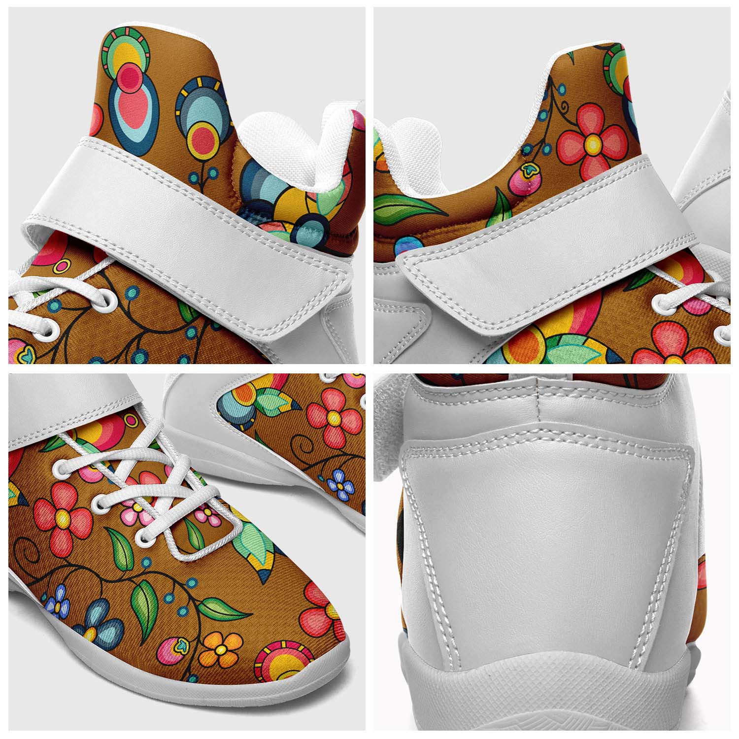 Floral Bounty Fall Leaves Ipottaa Basketball / Sport High Top Shoes - White Sole