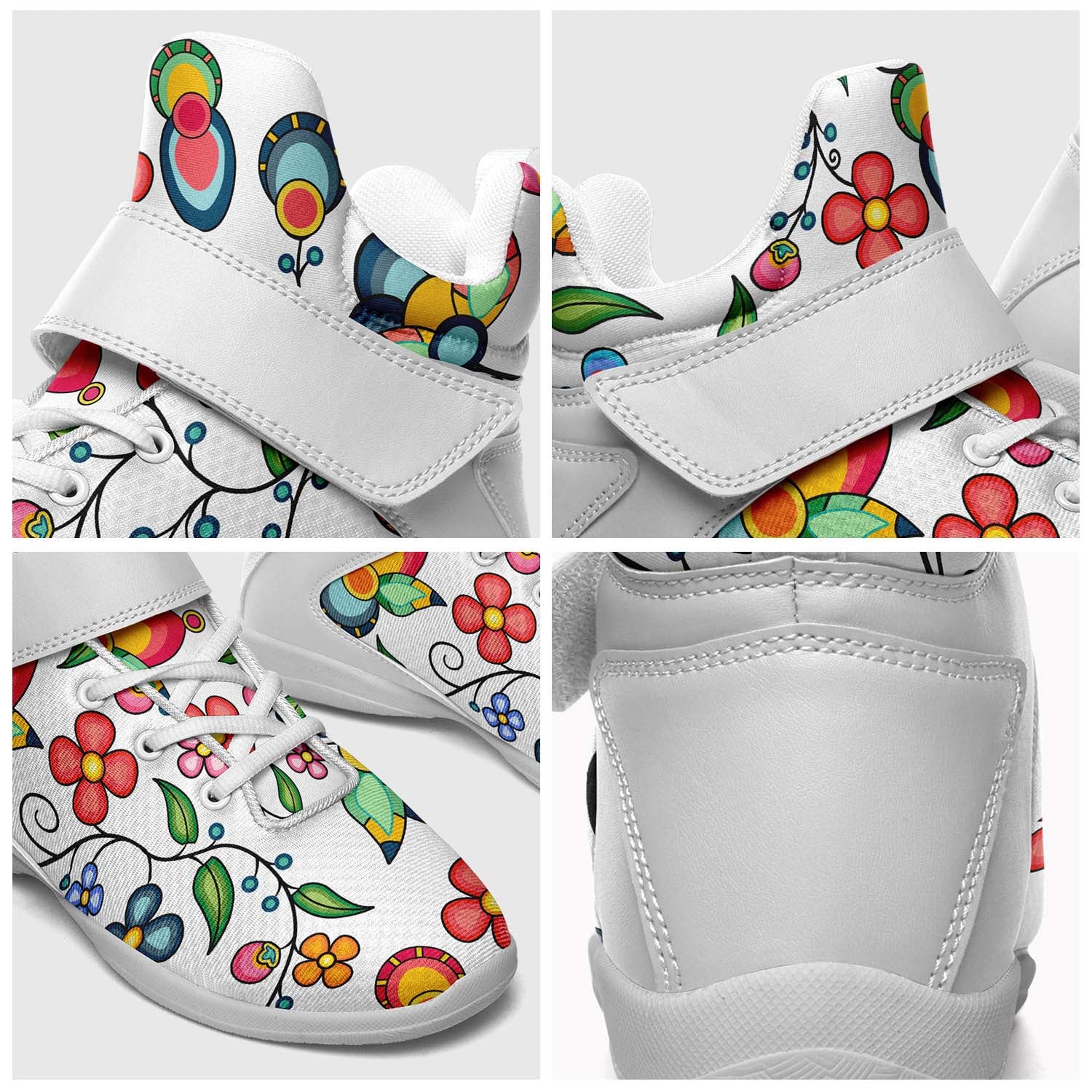 Floral Bounty White Ipottaa Basketball / Sport High Top Shoes - White Sole
