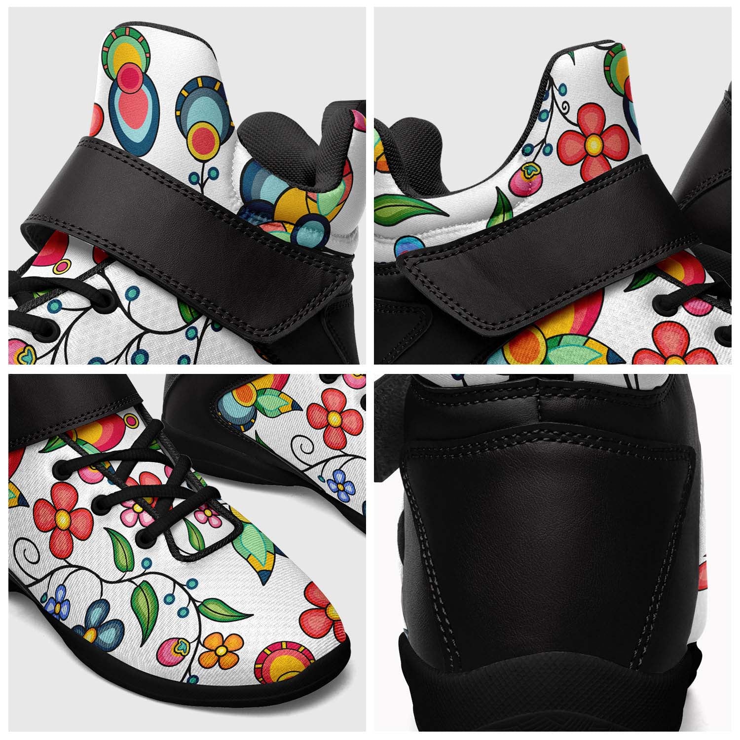 Floral Bounty White Ipottaa Basketball / Sport High Top Shoes - Black Sole
