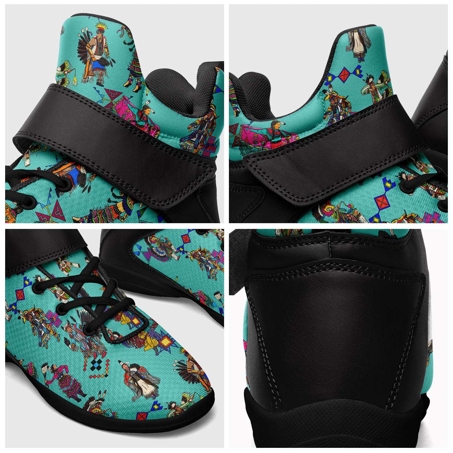 Grand Entry Dancers Eggshell Blue Ipottaa Basketball / Sport High Top Shoes - Black Sole