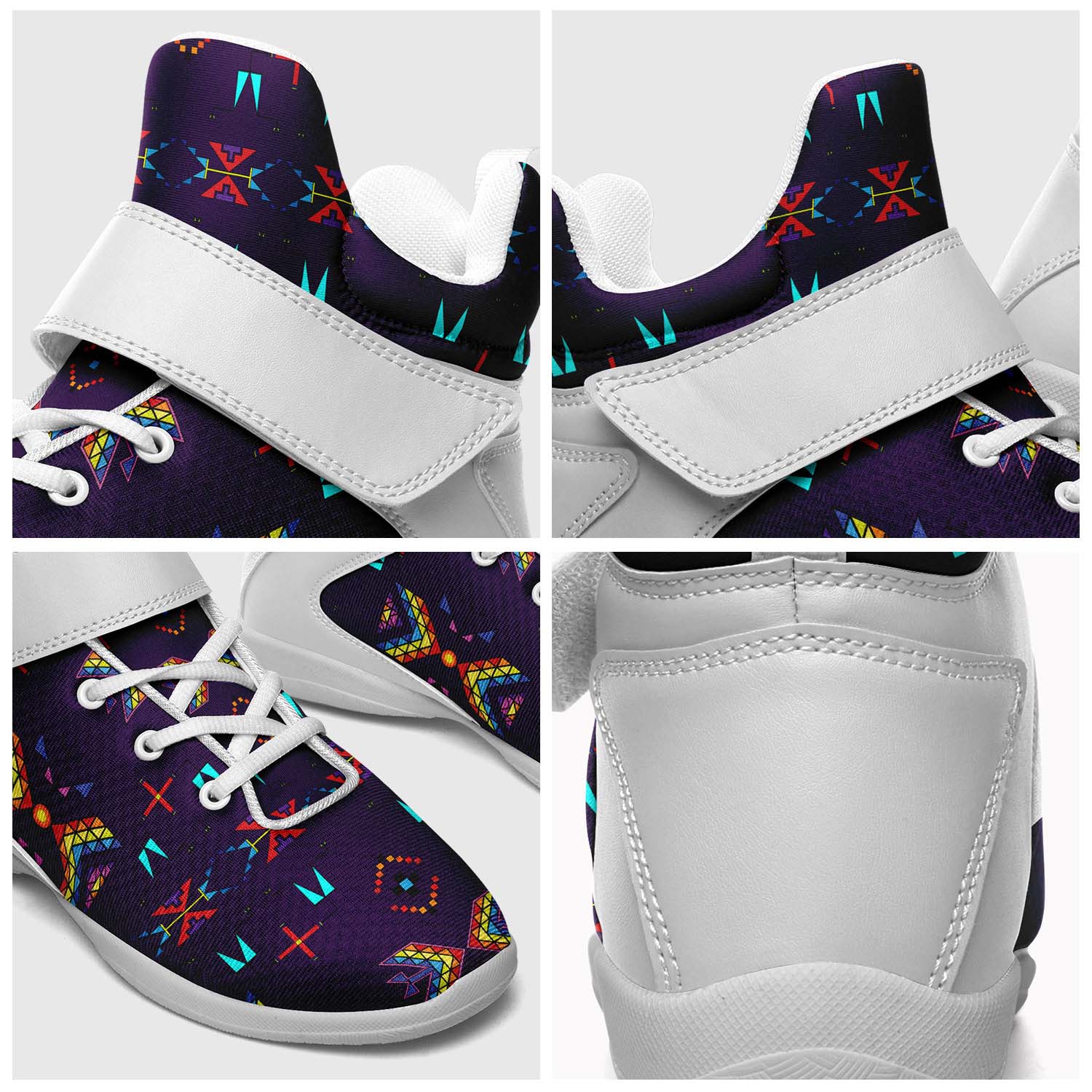 Rainy Chief Rainbow Dark Purple Ipottaa Basketball / Sport High Top Shoes - White Sole