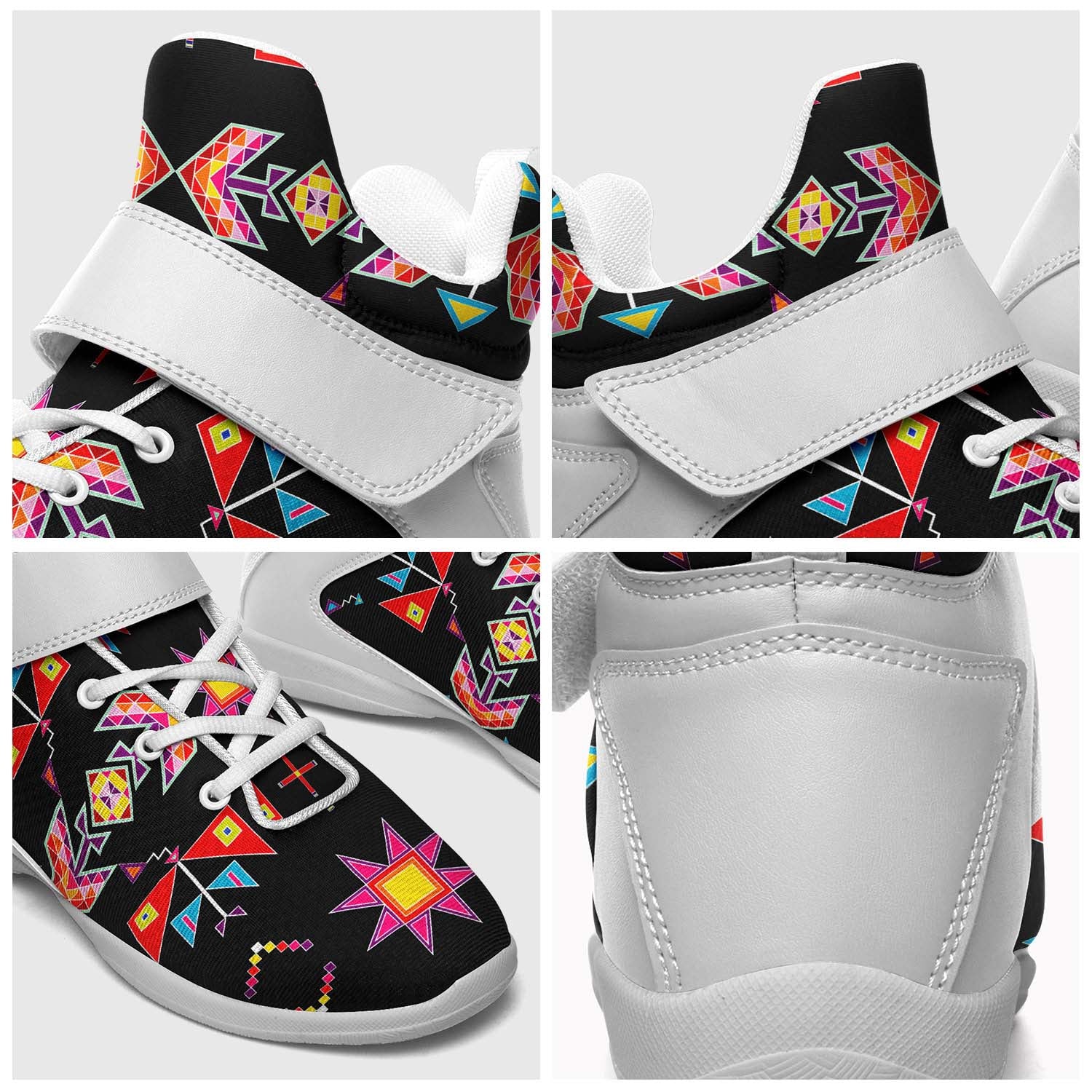 Scattered Generations Black Ipottaa Basketball / Sport High Top Shoes - White Sole