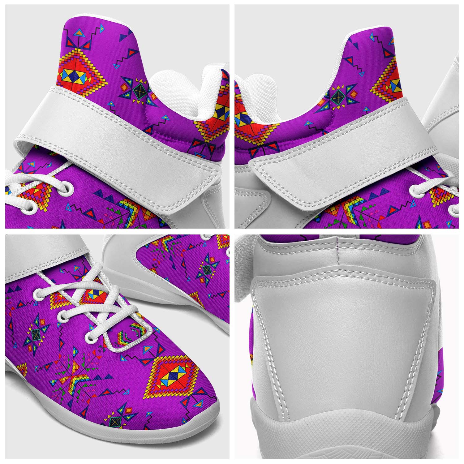 Buffalo Jump Purple Ipottaa Basketball / Sport High Top Shoes - White Sole