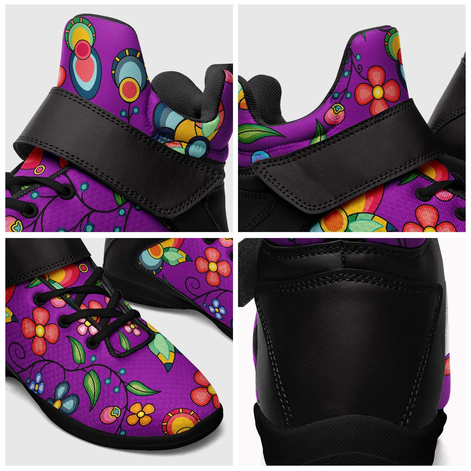 Floral Bounty Purple Ipottaa Basketball / Sport High Top Shoes - Black Sole