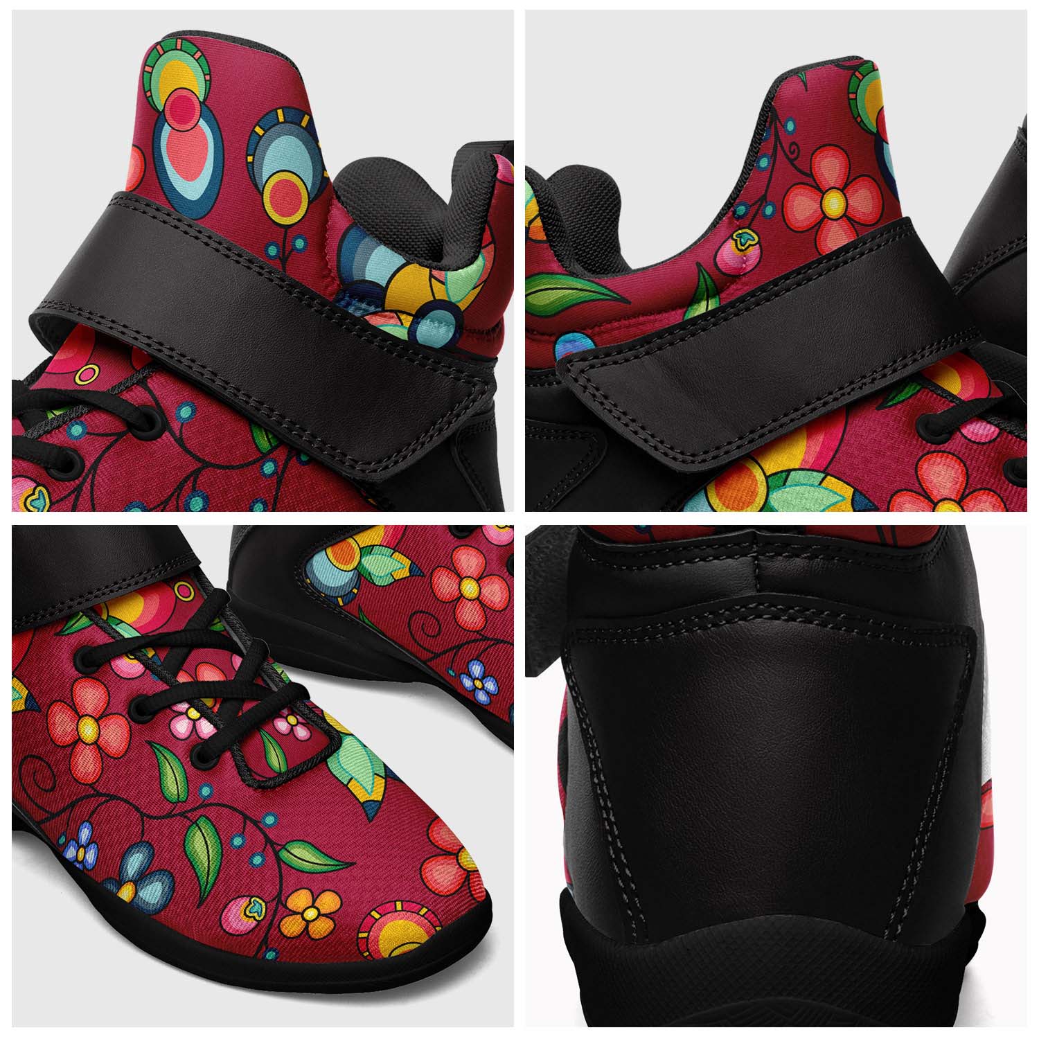 Floral Bounty Magenta Ipottaa Basketball / Sport High Top Shoes - Black Sole