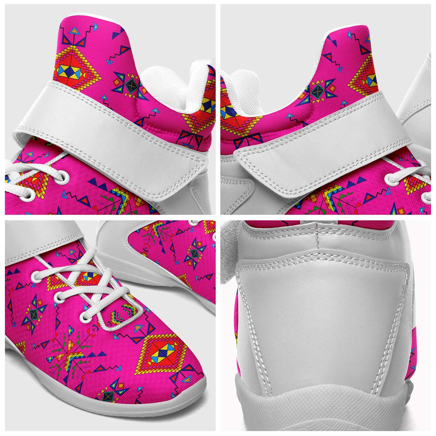 Buffalo Jump Pink Ipottaa Basketball / Sport High Top Shoes - White Sole