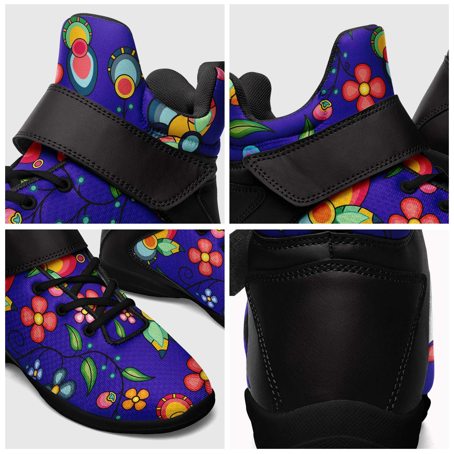 Floral Bounty Blue Ipottaa Basketball / Sport High Top Shoes - Black Sole