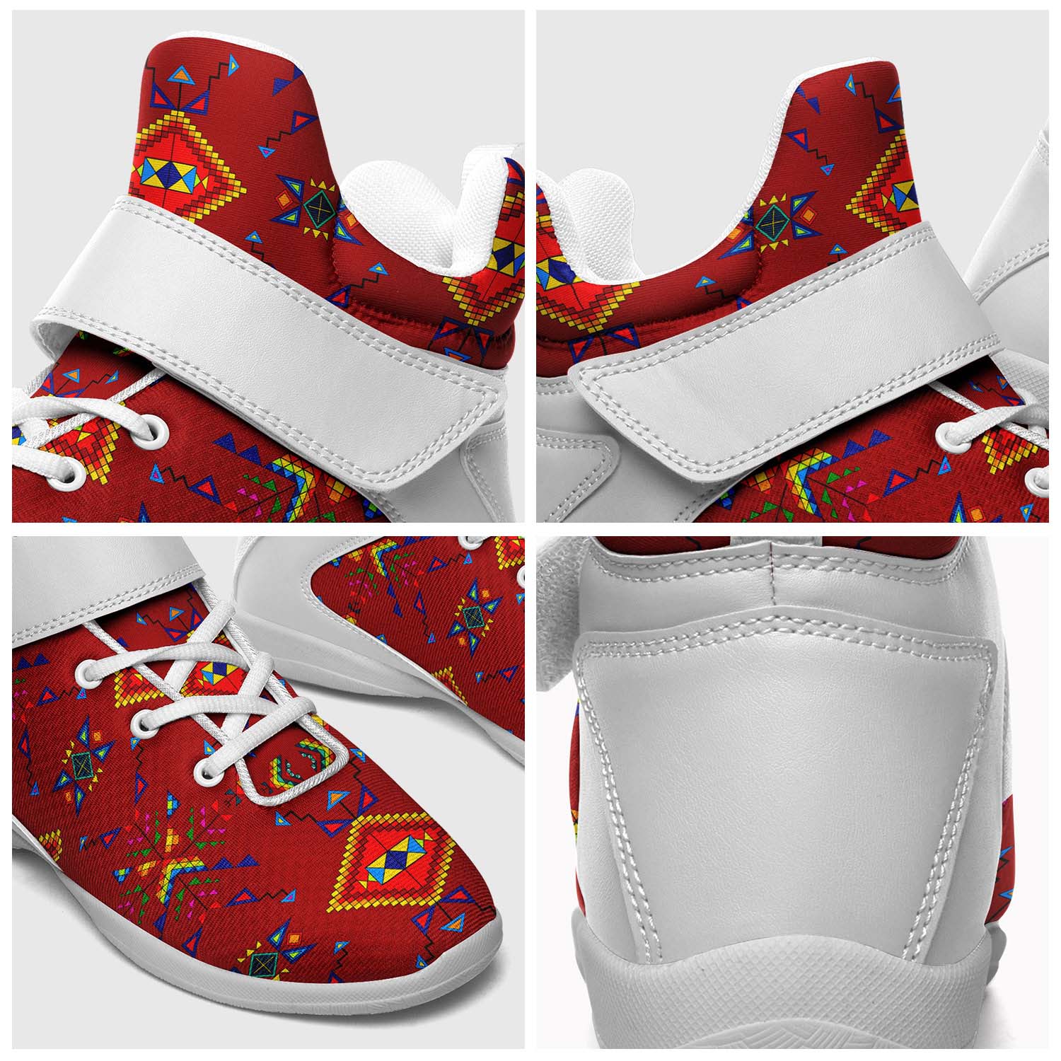 Buffalo Jump Red Ipottaa Basketball / Sport High Top Shoes - White Sole