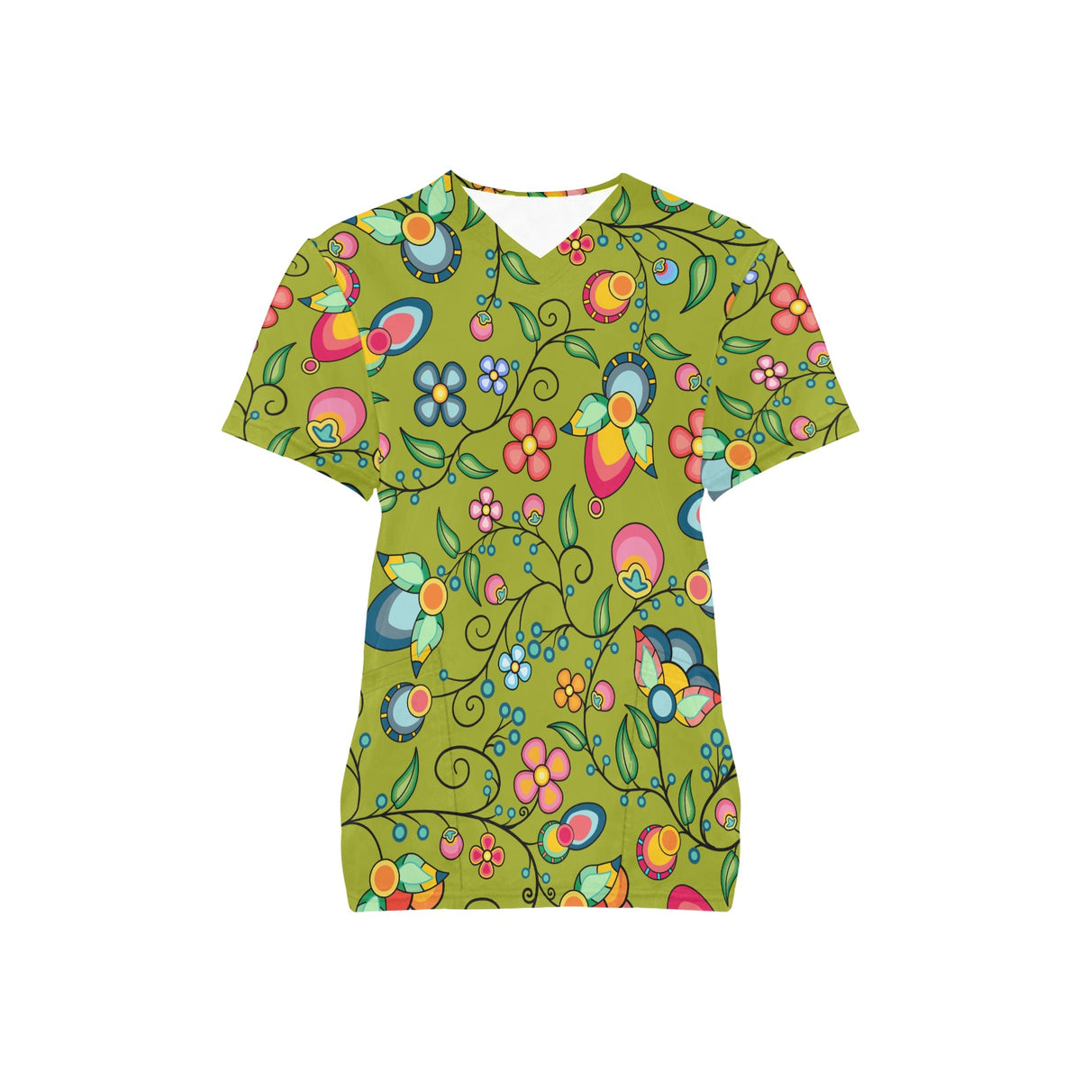 Floral Bounty Sweetgrass Scrub Top
