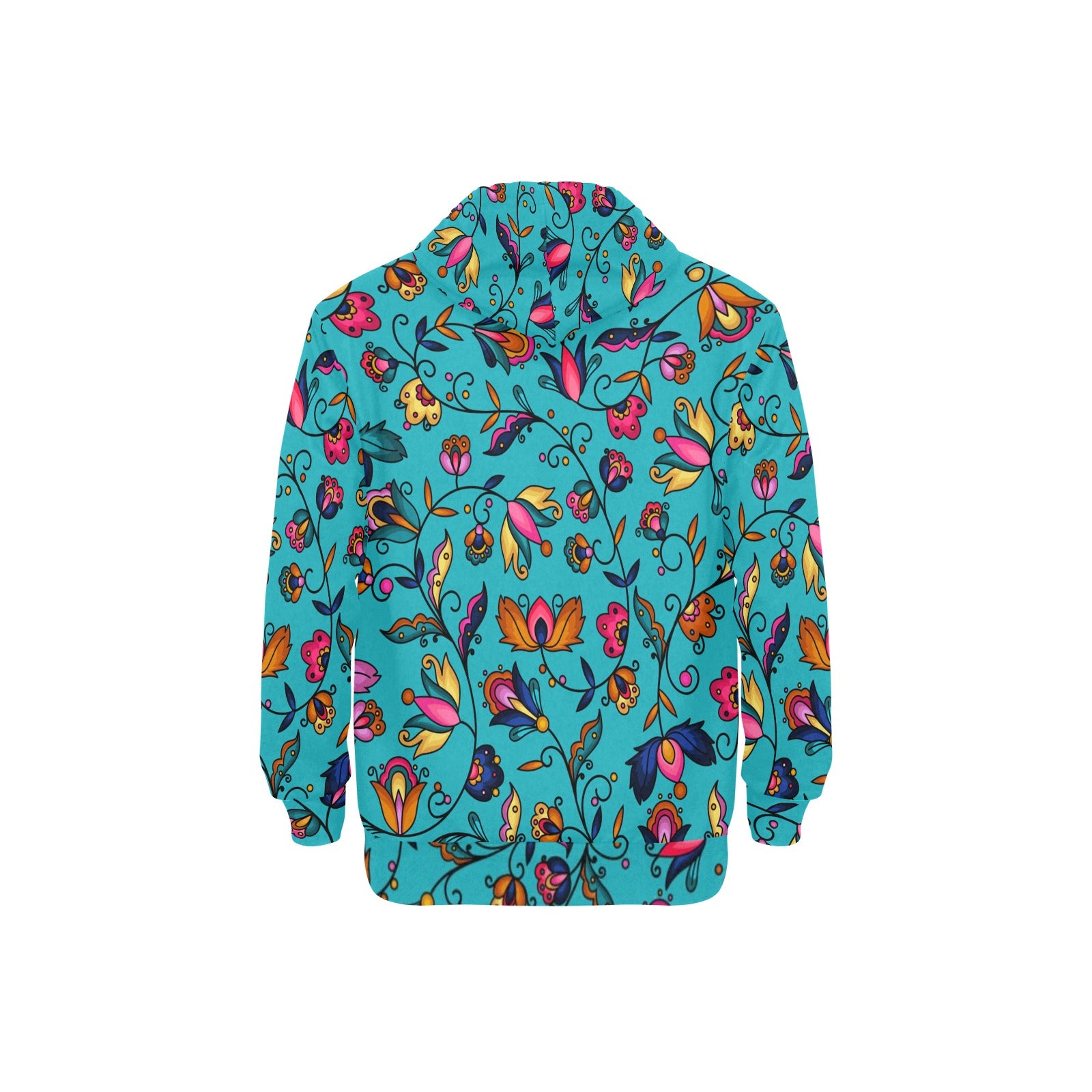Copper Prairie Petals Turquoise Men's Long Sleeve Fleece Hoodie