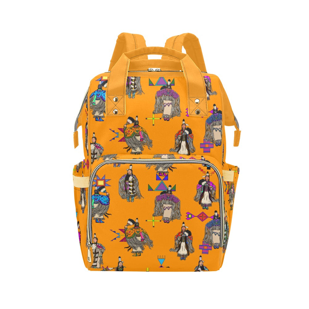 Women's Tradish Dancers Orange Multi-Function Diaper Backpack/Diaper Bag