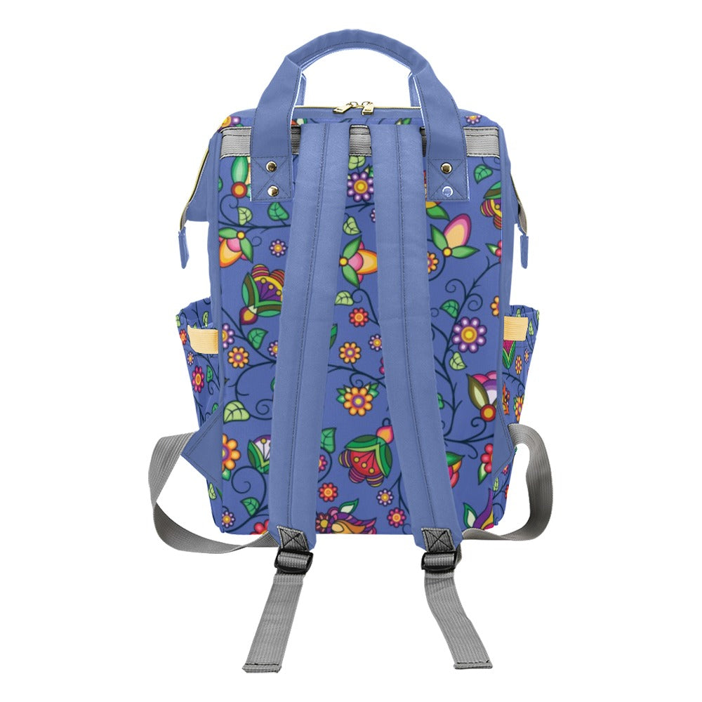 Heartbeat Petals Blue Multi-Function Diaper Backpack/Diaper Bag