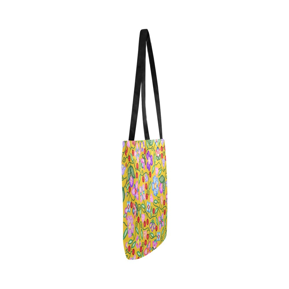 Petal Harmony Ochre Reusable Shopping Bag (Two sides)