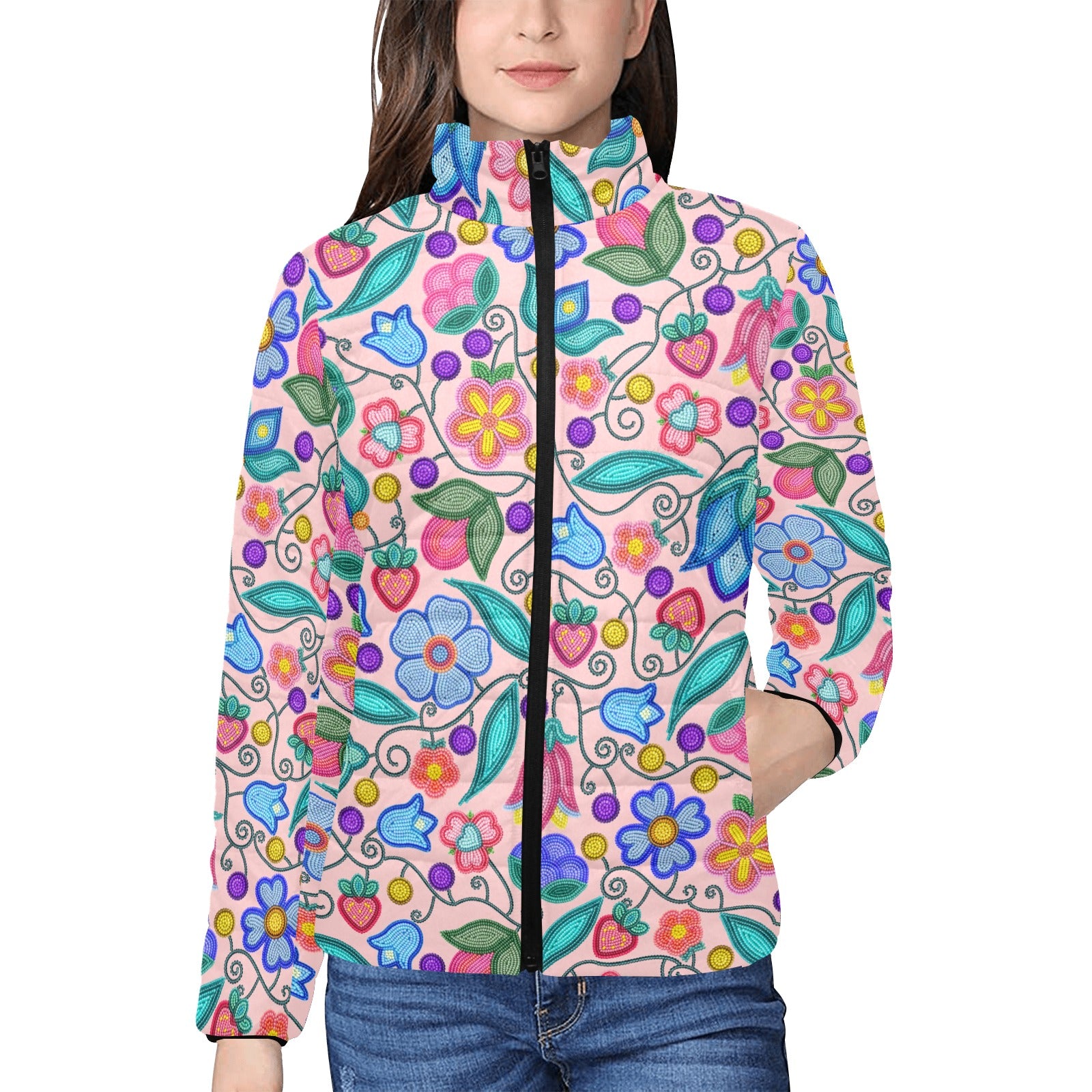 Sweet Offering Pink Women's Stand Collar Padded Jacket