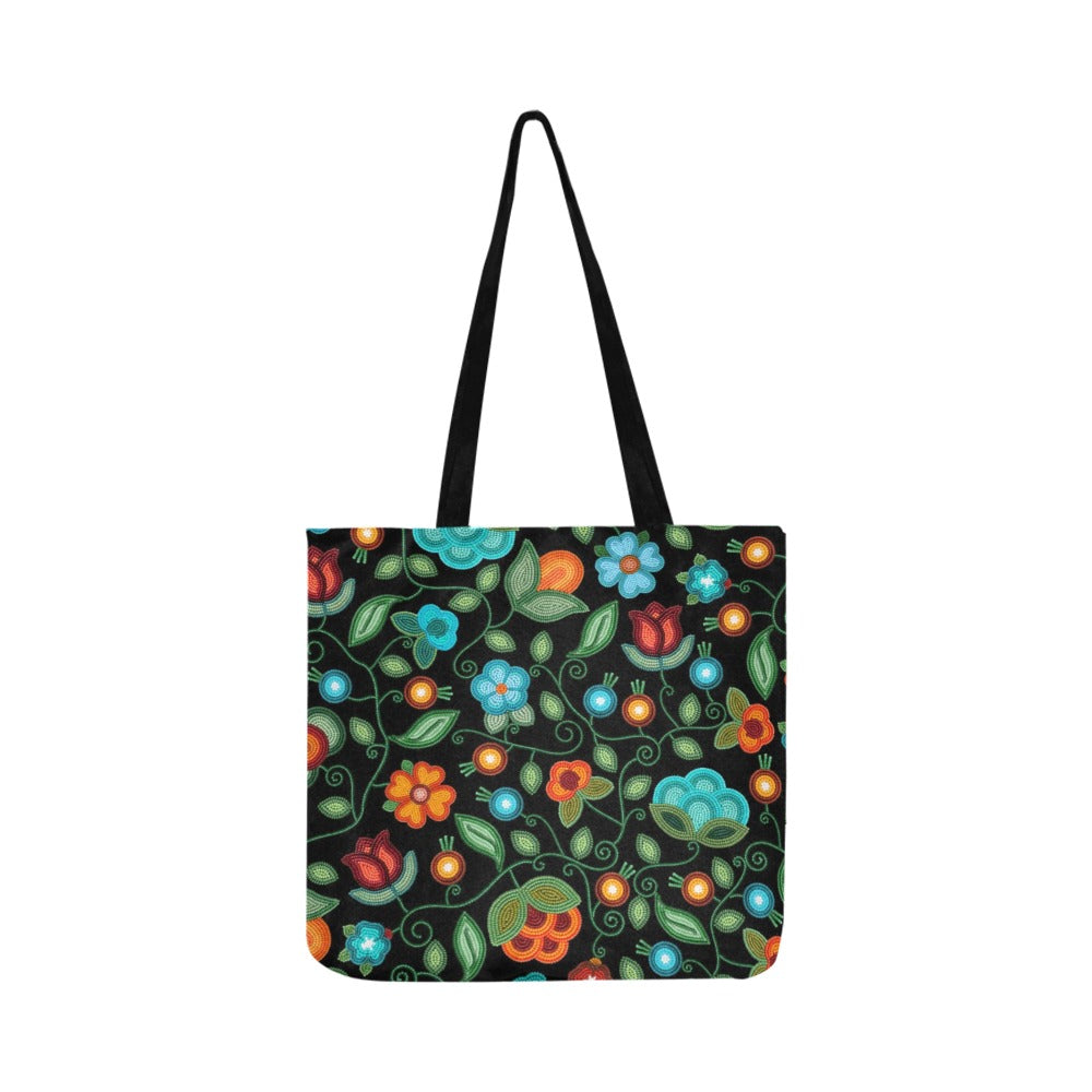 Prairie Fire Petals Black Reusable Shopping Bag (Two sides)