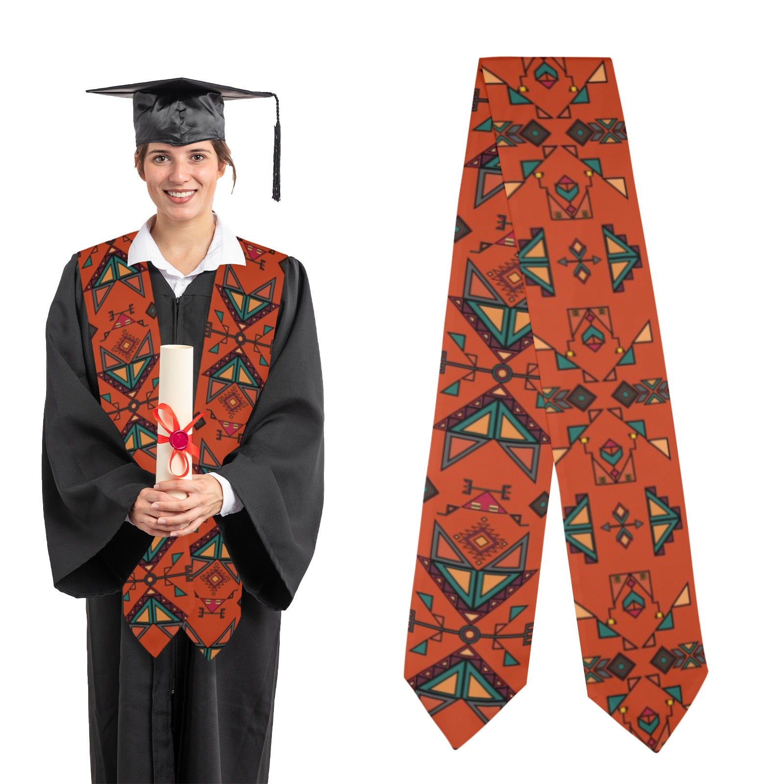 Arrow Dawn Orange Graduation Stole