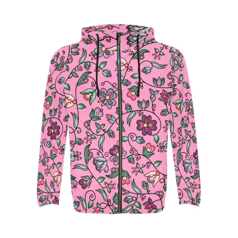 Amber Evening Garland Pink Men's Zipper Hoodie