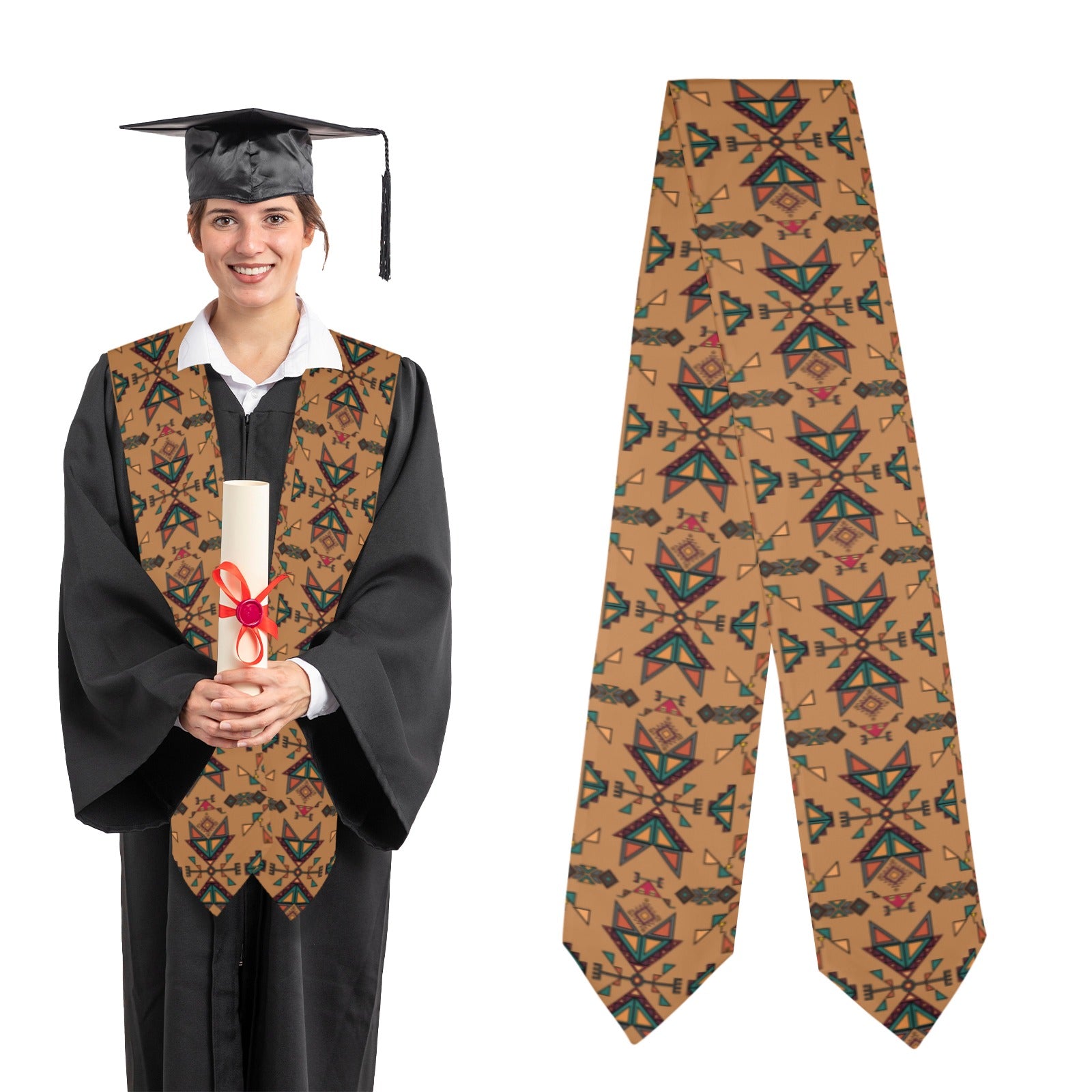 Arrow Dawn Brown Graduation Stole