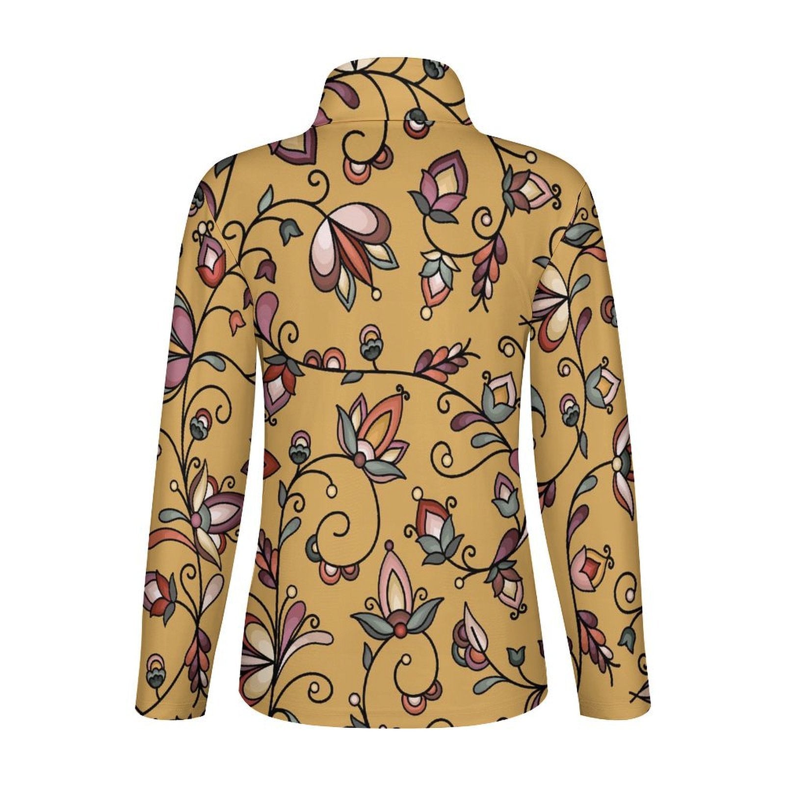 Burnt Sky Petals Gold Long Sleeve Yoga Shirt