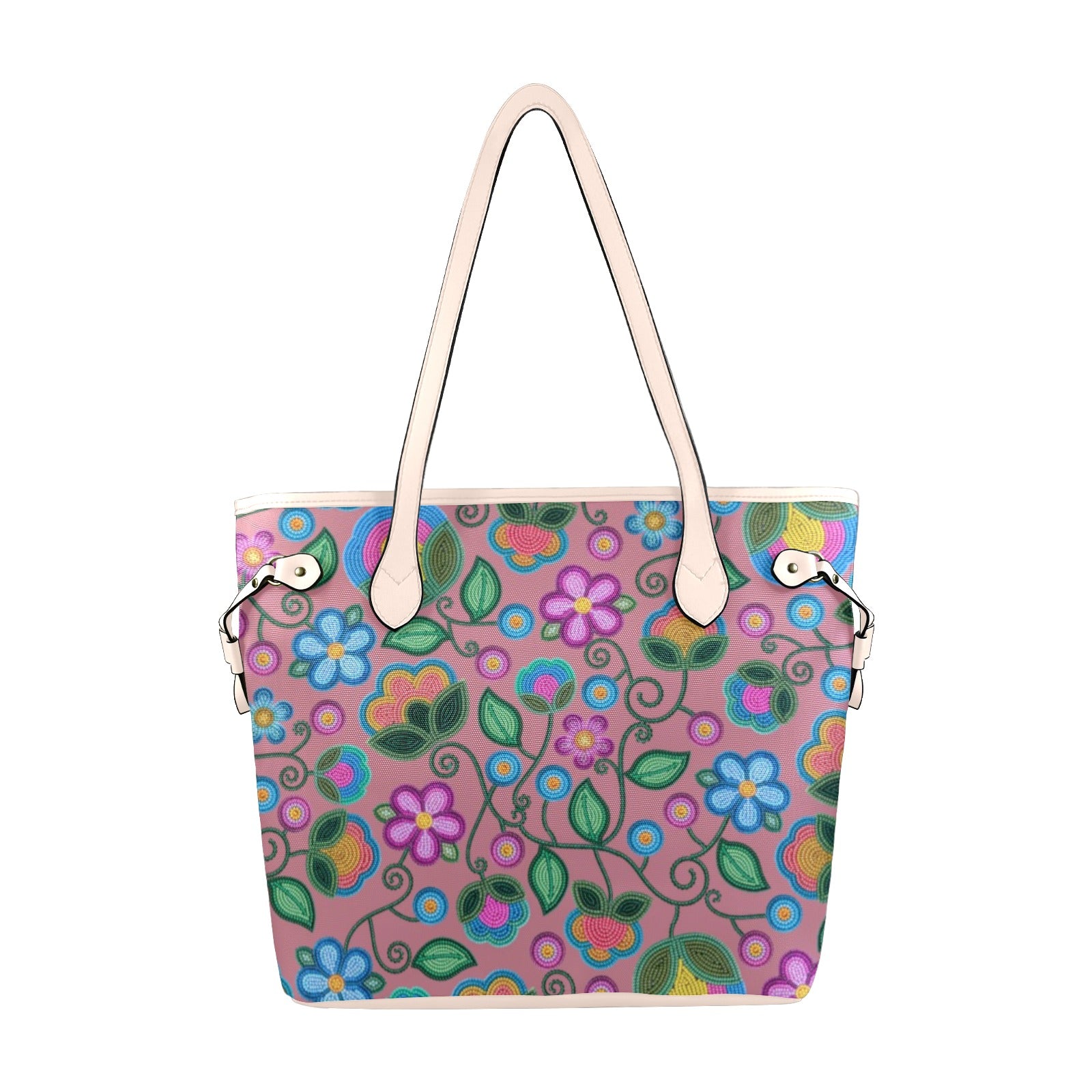 Turquoise Sunbeam Peach Clover Canvas Tote Bag