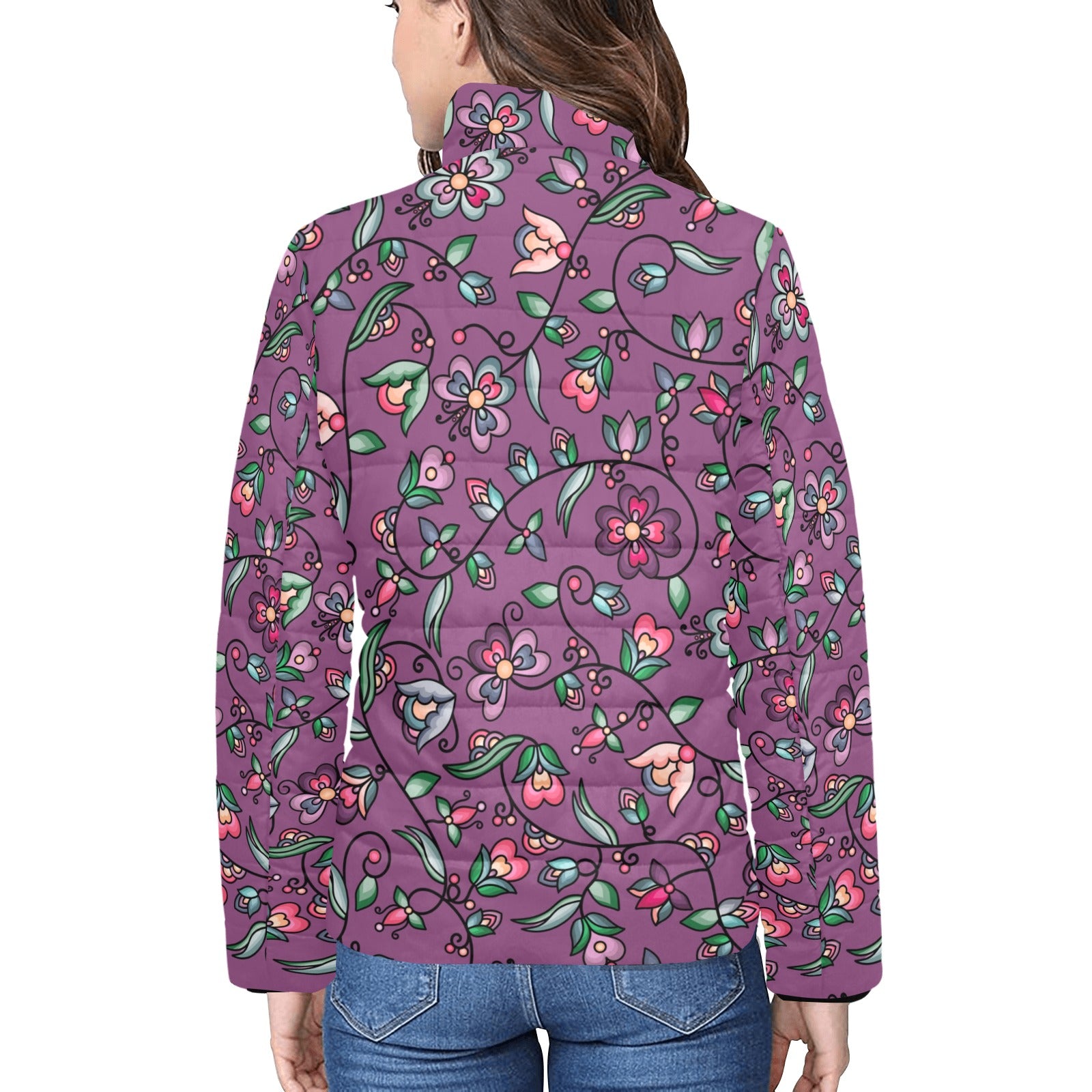 Amber Evening Garland Purple Women's Stand Collar Padded Jacket