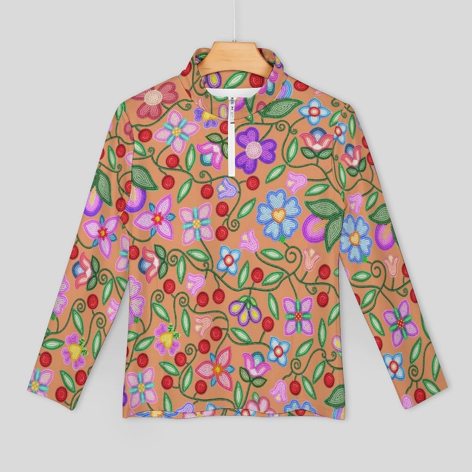 Petal Harmony Terracotta Long Sleeve Yoga Shirt