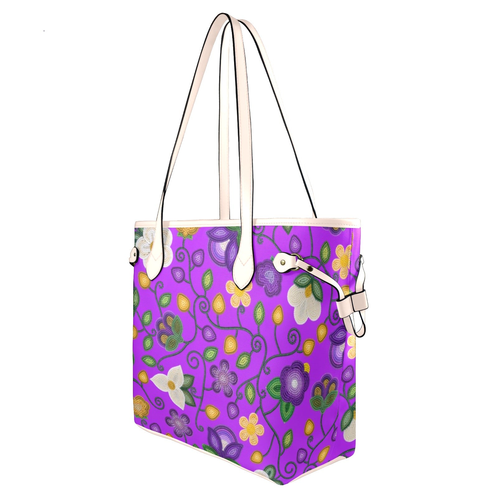 Midnight Moss Bloom Purple Clover Canvas Tote Bag