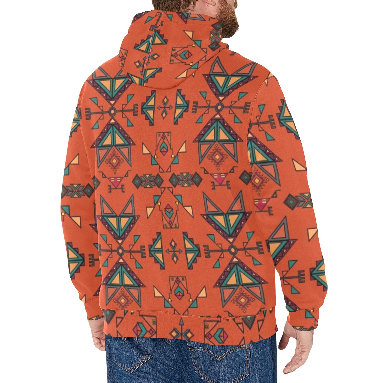 Arrow dawn Orange Men's Long Sleeve Fleece Hoodie