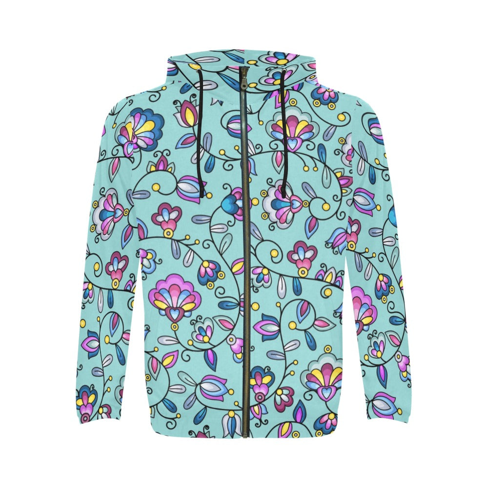 Autumn Bundle Blessing Turquoise Men's Zipper Hoodie