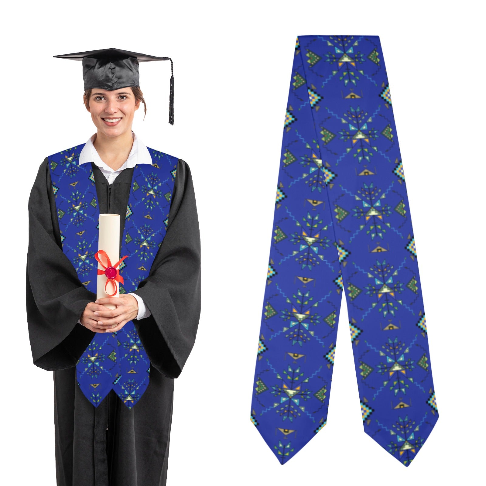 Bear Shield Dark Blue Graduation Stole