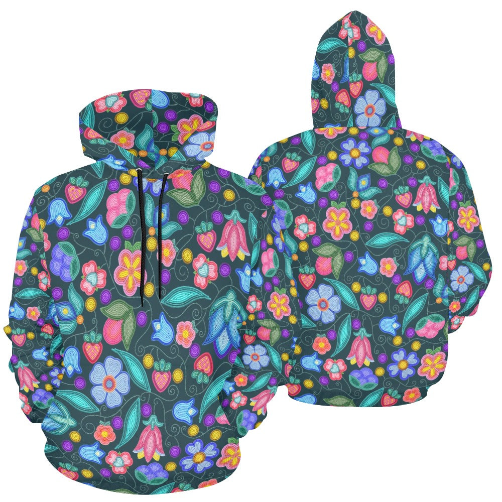 Sweet Offering Dark Teal All Over Print Hoodie for Women (USA Size)