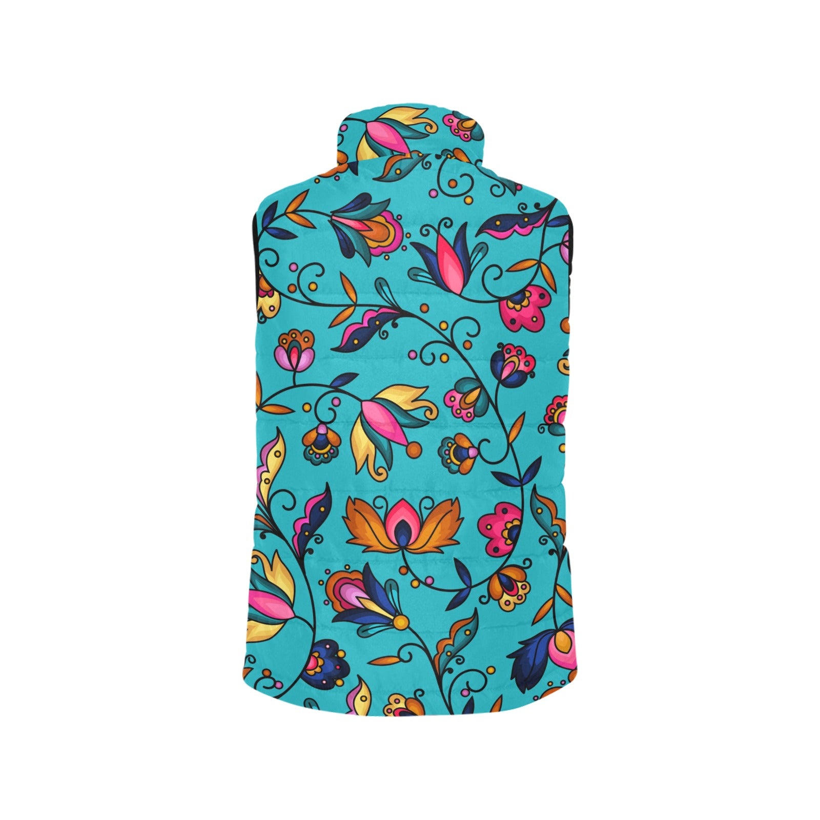 Copper Prairie Petals Turquoise Women's Padded Vest Jacket
