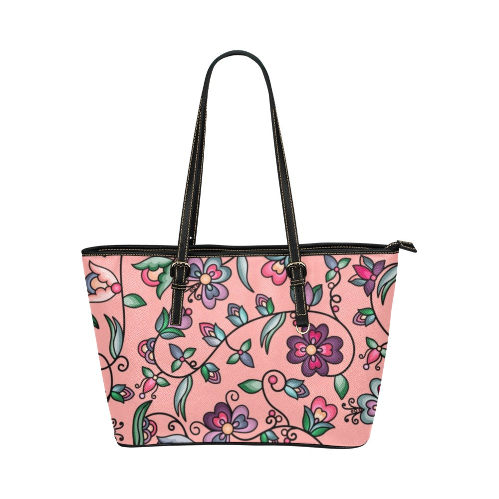 Amber Evening Garland Peach Leather Tote Bag/Large