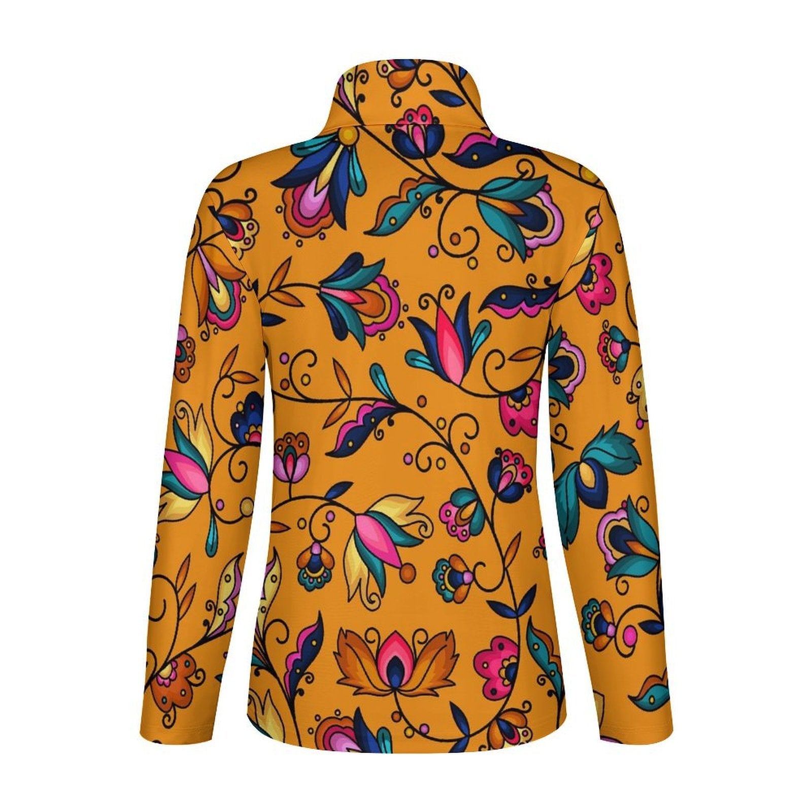 Copper Prairie Petals Orange Long Sleeve Yoga Shirt