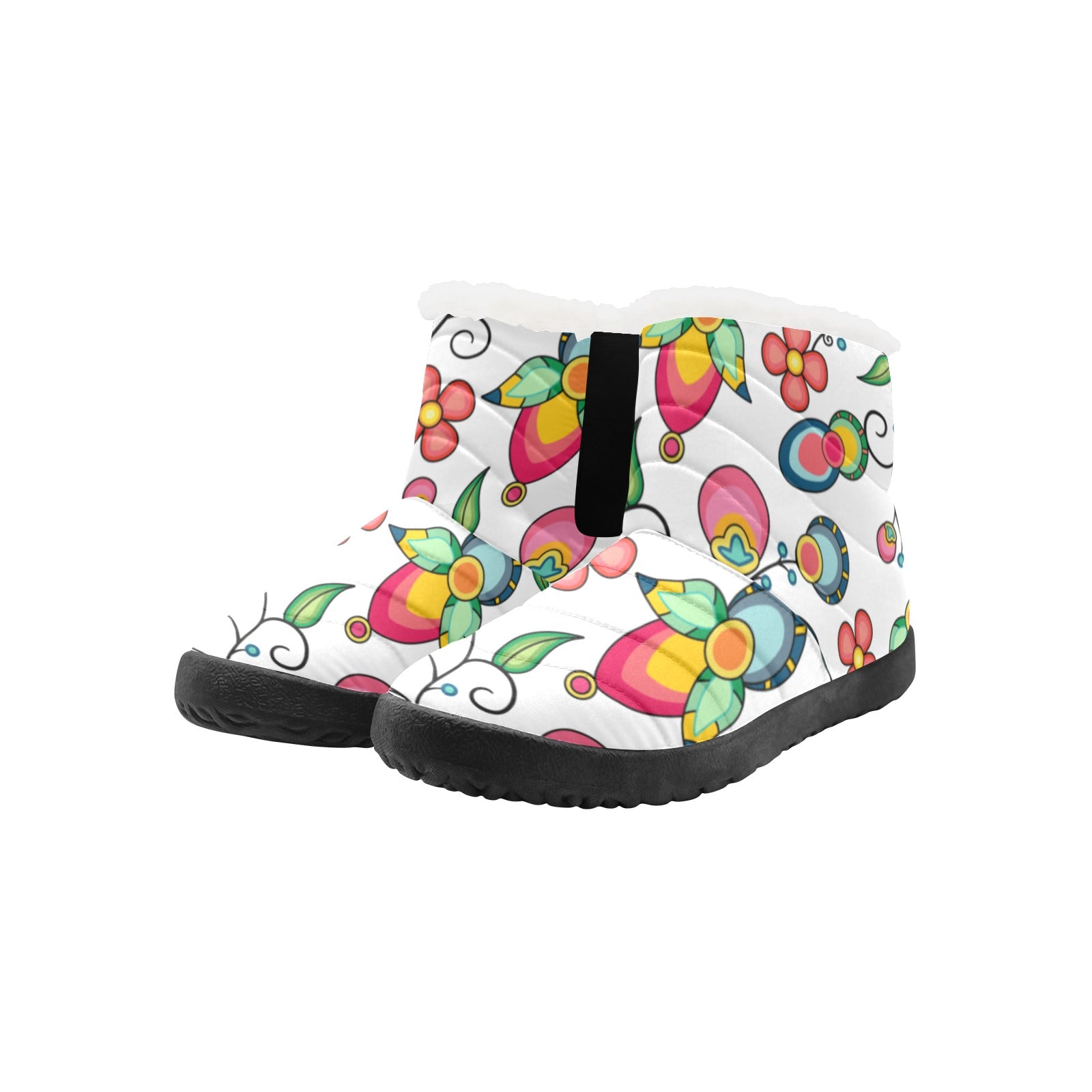 Floral Bounty White Men's Padded Winter Boot