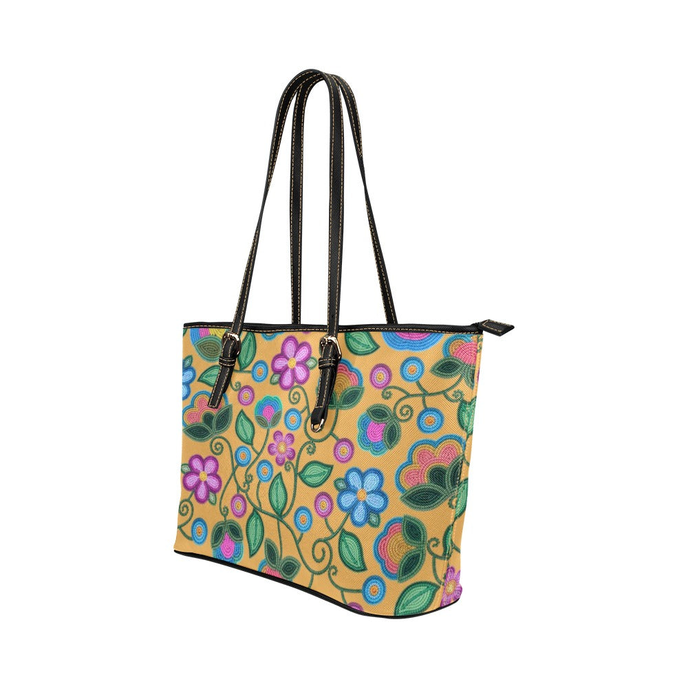 Turquoise Sunbeam Yellow Leather Tote Bag/Large