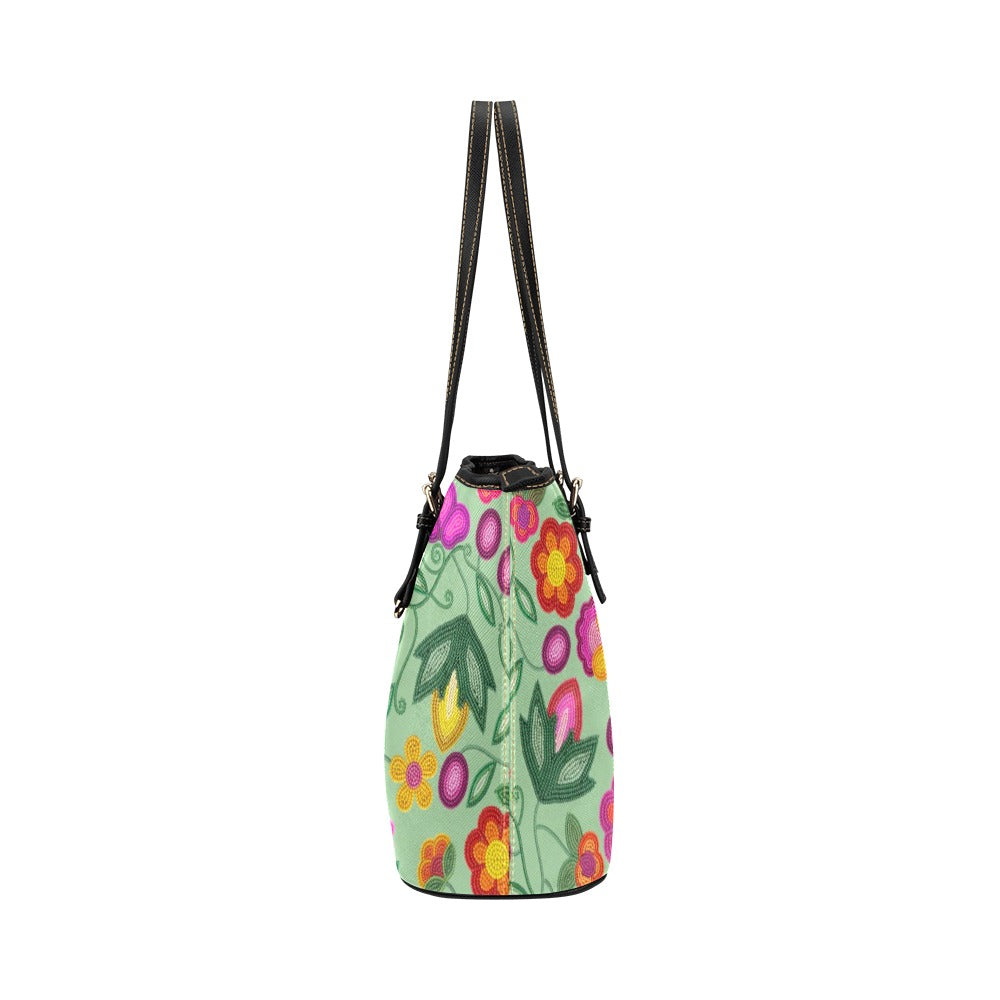 Boreal Bounty Green Leather Tote Bag/Large