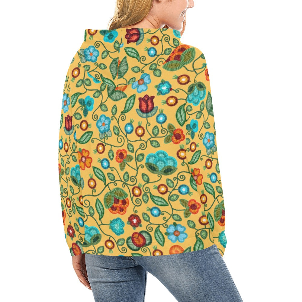 Prairie Fire Petals Honey All Over Print Hoodie for Women (USA Size)