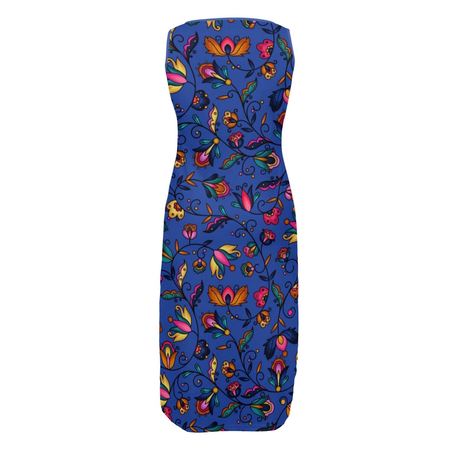 Copper Prairie Petals Blue Phaedra Sleeveless Open Fork Long Dress