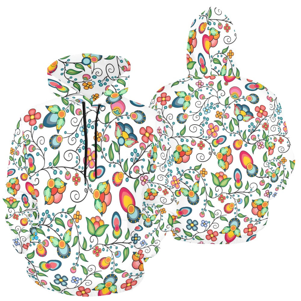 Floral Bounty White Hoodie for Women (USA Size)