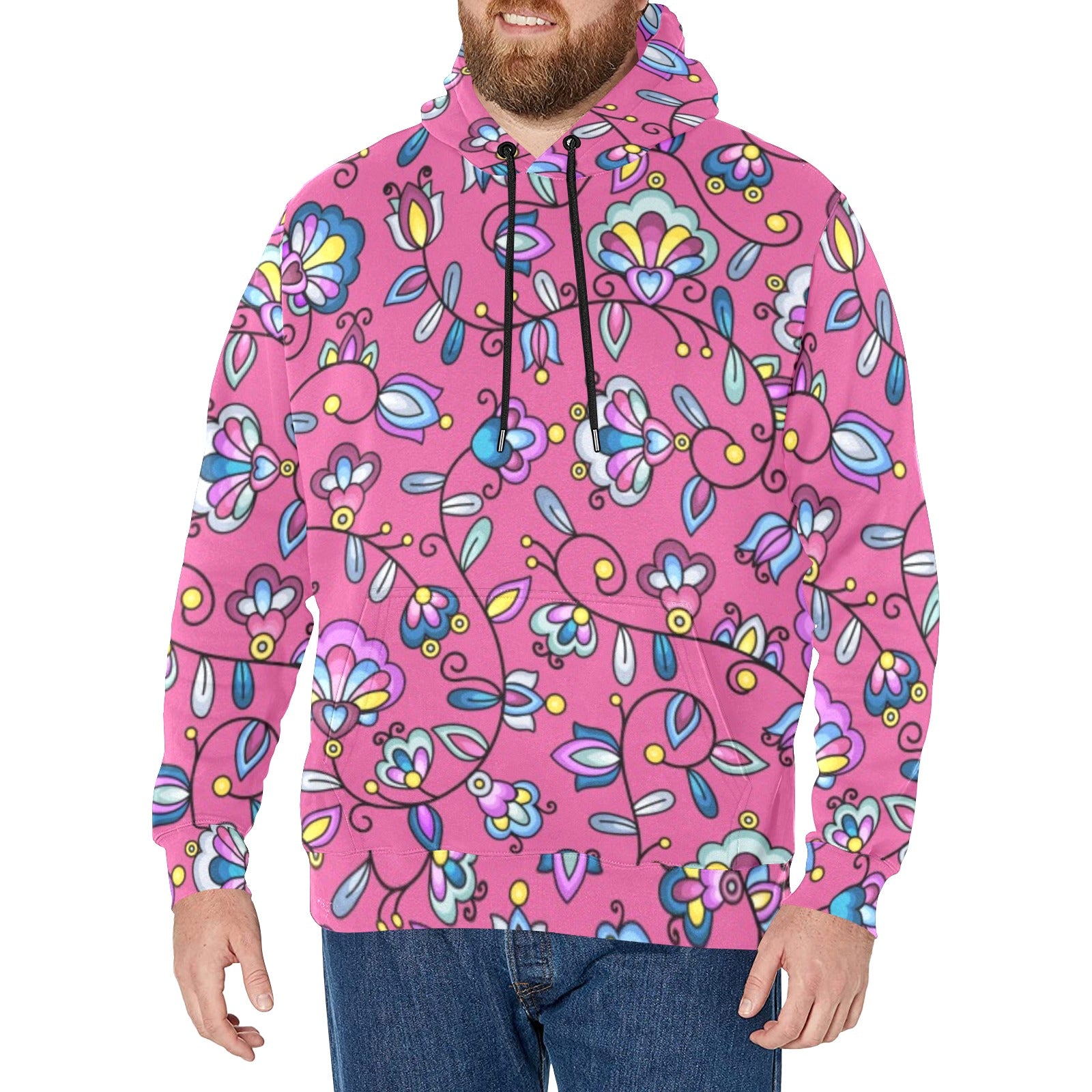 Autumn Bundle Blessing Pink Men's Long Sleeve Fleece Hoodie