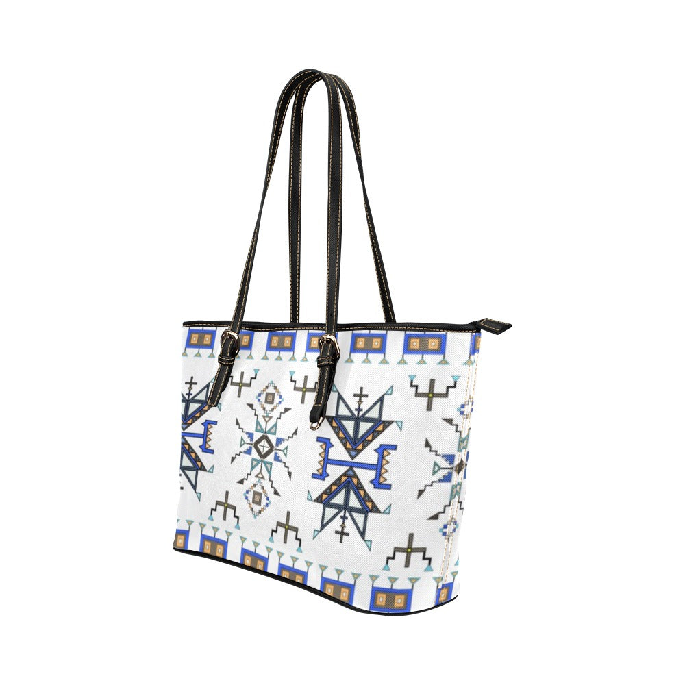 Eagle Strike White Leather Tote Bag/Large